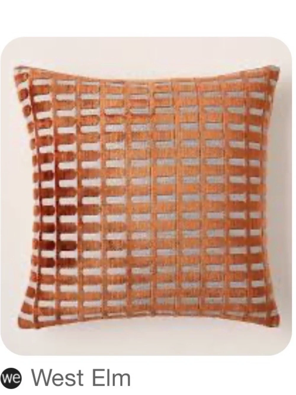 West Elm Rust Orange Checkered Velvet Accent Pillow , Set of 2